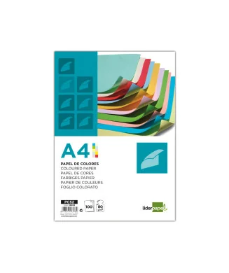 Papel de Cor Liderpapel A4 Emb. 100fls 10 Cores x 10 Folhas