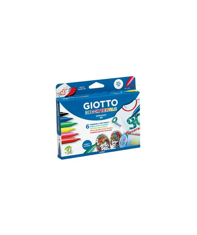 Caixa 6 Marcadores Feltro Giotto Decor Têxtil 494800