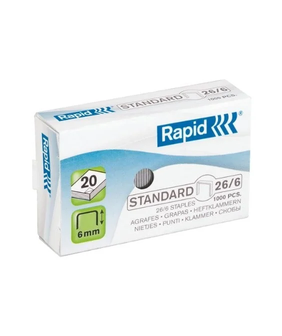 Caixa c/1000 Agrafes Rapid Standard 26/6